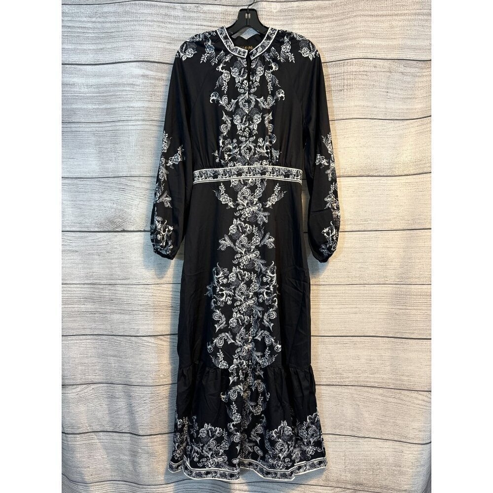 NWOT Like The Moon Floral Print Maxi Dress With Button-Front Size M